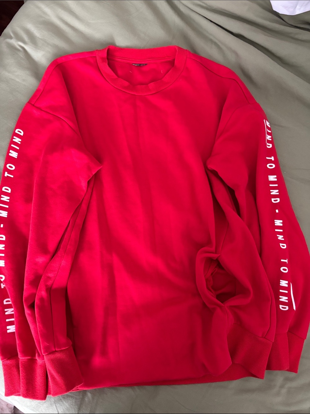 H&M Red Crewneck Sweatshirt with Sleeve Text